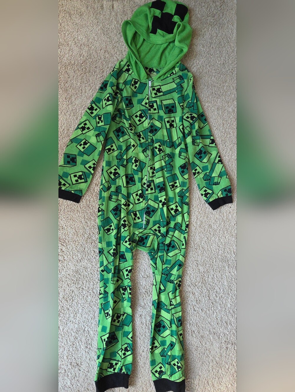 Minecraft Print Hooded One-Piece Footie for Kids